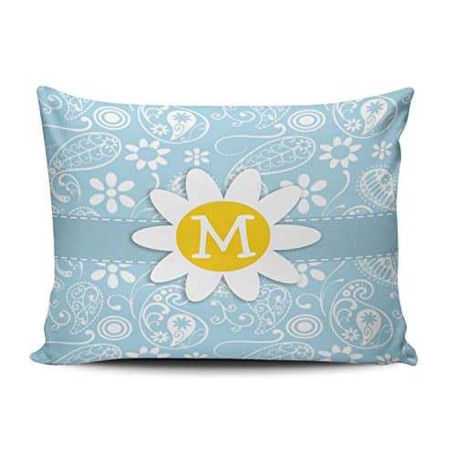 Boitty Pillow Case Light Baby Blue Paisley Daisy Pillowcases Personalized Decorative Cute Throw Pillow Covers Cases Rectangular Boudoir 12x20 Inches One Side