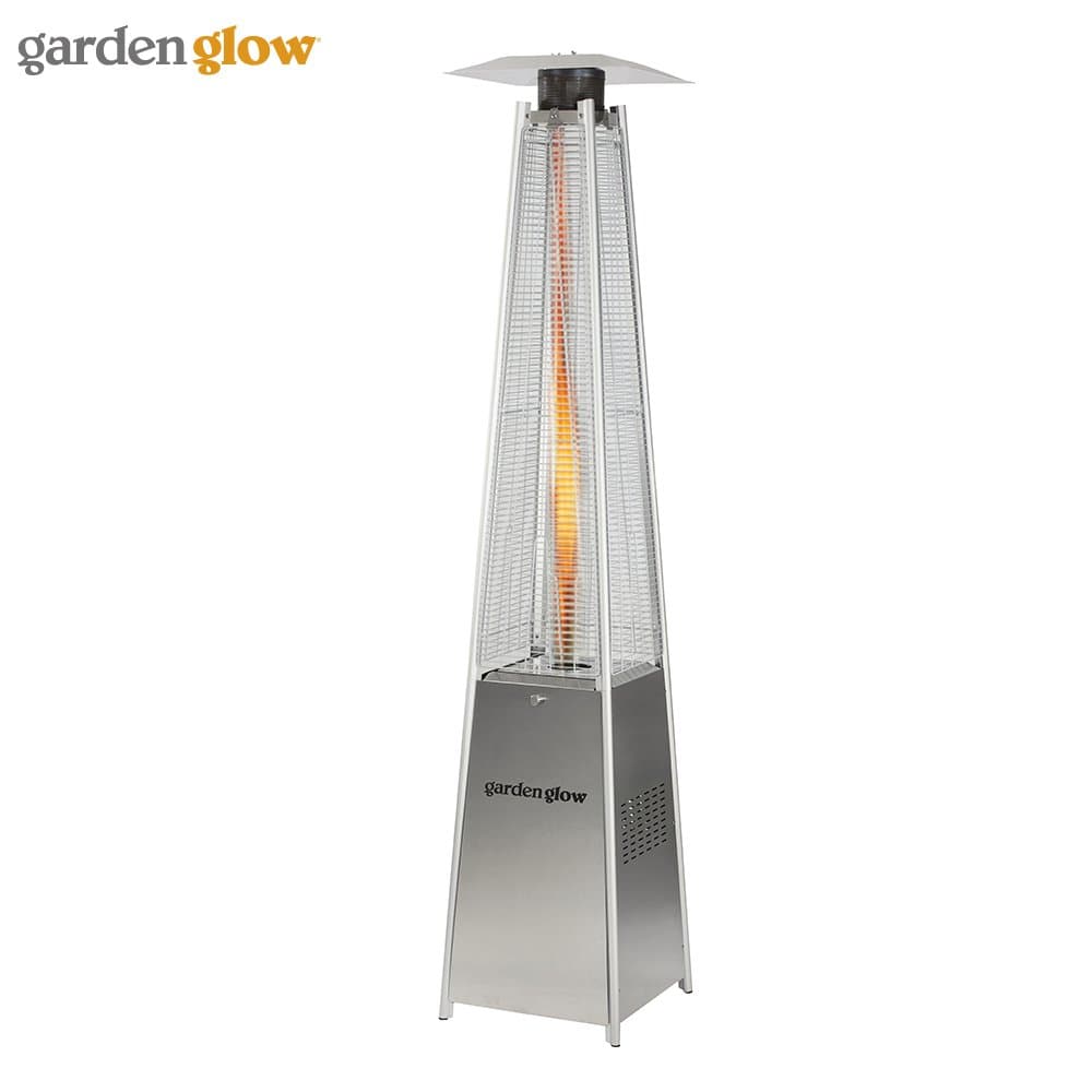 Garden Glow 13000W Square Flame Gas Garden Patio Heater with Variable Power Control for Outdoor Use (Square Gas Patio Heater, Silver)