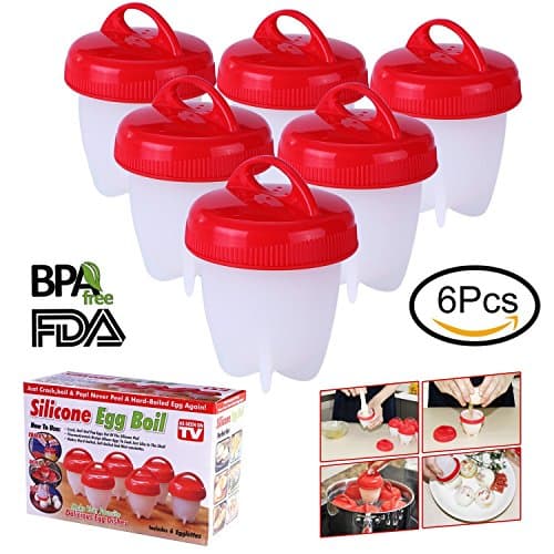 Egg Cooker,Hard & Soft Maker and Separators, Poached Boiled Eggs Steamer, BPA Free, No Shell, Non Stick Silicone, AS SEEN ON TV , 6 Egg Cups