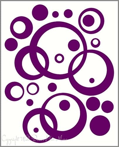 Wall Vinyl Sticker Decal Circles, Rings, Dots 25+pc 11in Large Home Décor - Plum
