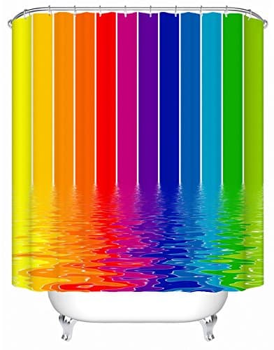 NLBH Designs Custom Colorful Rainbow Stripes Polyester fabric Waterproof shower curtain(72"W x 78"H)