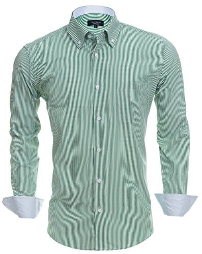 YEAR IN YEAR OUT Mens Button Down Shirts Long Sleeve Mens Dress Shirts Fitted Fit(LS08, L)