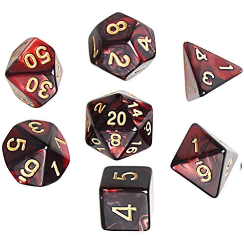 Polyhedral 7-Die Dice Set, borte Red And Black Polyhedral D&D Dice Set Game Dices for Dungeons and Dragons Table Games