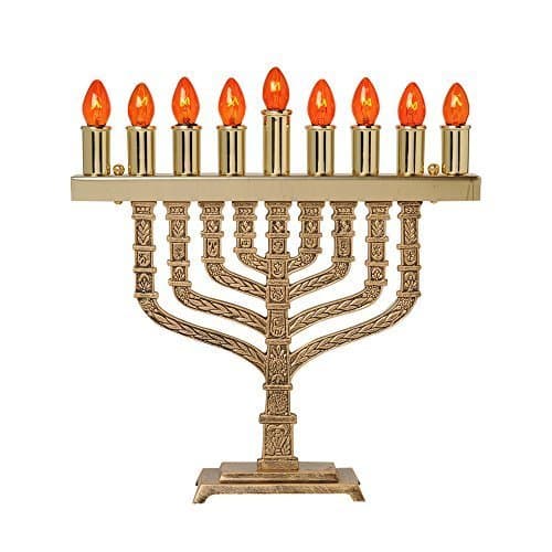 Israel Giftware Designs Electric Brass Menorah Comes with a set of bulbs-EM-665