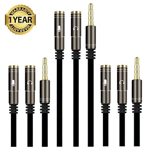 3.5mm Audio Stereo Y Splitter Cable,3-Pack Gold Plated 3.5mm Male to 2 Port 3.5mm Female for Earphone, Headset Adapter, Compatible for PS4,Xbox One,Tablet,Mobile Phone,PC Gaming Headsets