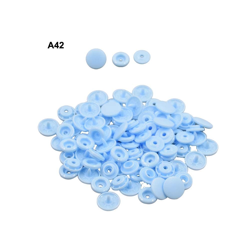 Dusty Blue Plastic Snap Fasteners Size 20 100Sets Snap On Clothing Plastic Snap Button Matte T5 Round for Baby Clothes-A42