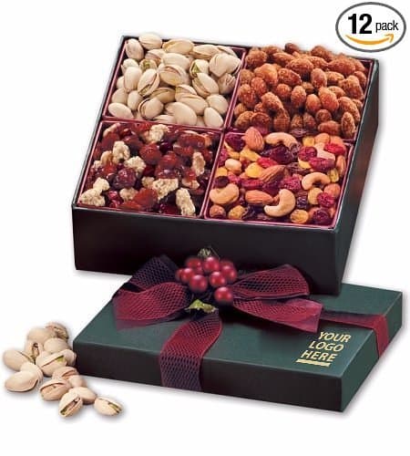 Nutritious Snack Mix Assortment 12 PACK in Green Gift Box w/ YOUR LOGO or ARTWORK