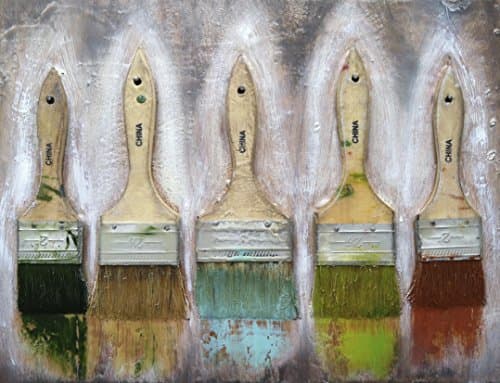 China: Nikki Galapon 2013 original mixed media assemblage art with encaustic and paint brushes wall sculpture