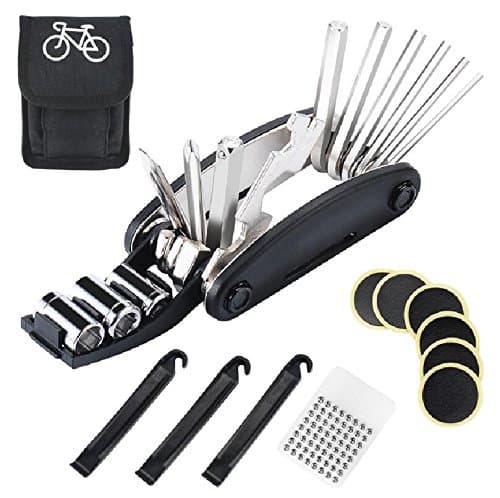 Bike Repair Tool Kits YOUYOUTE 16 in 1 Multi-Function Bike Bicycle Cycling Repair Tool Glueless Puncture Repair Kit