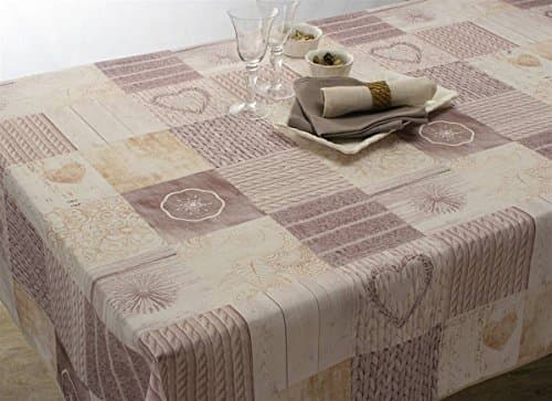 Anti-Stain Tablecloth Ficello naturel - size : Rectangular 59x94 inches