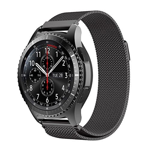 Gear S3 Frontier / Classic Watch Band, EACC 22mm Milanese Loop Adjustable Stainless Steel Replacement Strap Bands for Samsung Gear S3 Classic / S3 Frontier Smart Watch - Black