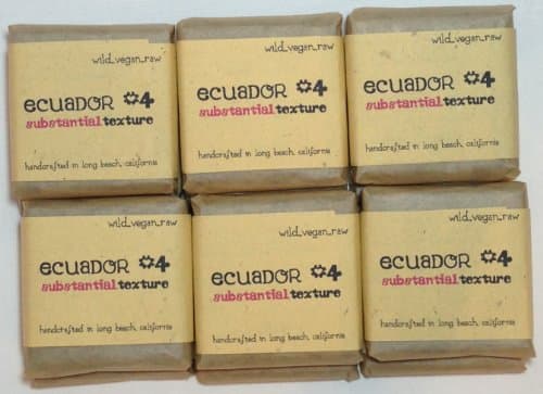 Ecuador #4 - Texture: 12 Bars of Pure, Raw Chocolate that is also Vegan (Dairy and Egg Free), Organic - Non-GMO, Gluten-Free and Soy-Free. Handamade with Love. Manufactured in Long Beach-CA