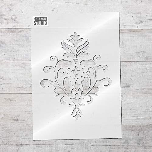 The Stencil Studio Acanthus Damask Stencil - Reusable Stencil - S/A4 16.8 x 20.4 cm (6.6 x 8 inches) (10000S)