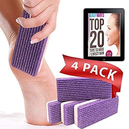 4 Pack Premium Foot File & Scrubber - 2-in-1 Callus Remover for Feet and Hands - Perfect Pedicure Tools for Exfoliation to Remove Dead Skin