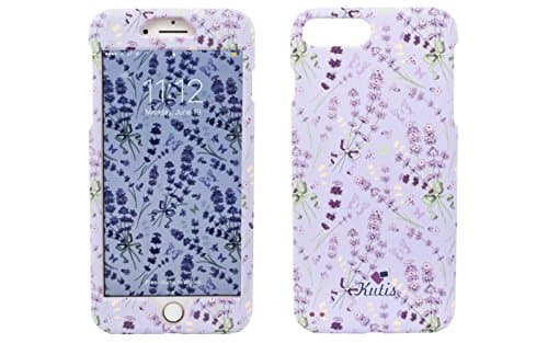 360° Slim Matte Protector Case Cover W/ Matching Wall Paper for Apple iPhone 7 Plus (Lavender & Purple)