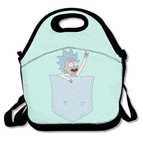 Tiny Rick And Morty Pocket Insulated Lunch Bag/ Backpack / Tote With Zipper, Carry Handle And Shoulder Strap For Adults Or Kids