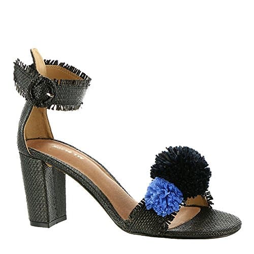 ALL BLACK Raffia Pom Women's Sandal 39 M EU Black-Blue-Navy