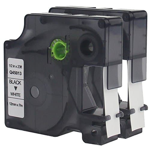 ANMO Compatible DYMO Standard D1 45013 Labeling Tape ( Black Print on White Tape, 1/2 Inch W x 23 Feet L, 2-Pack)