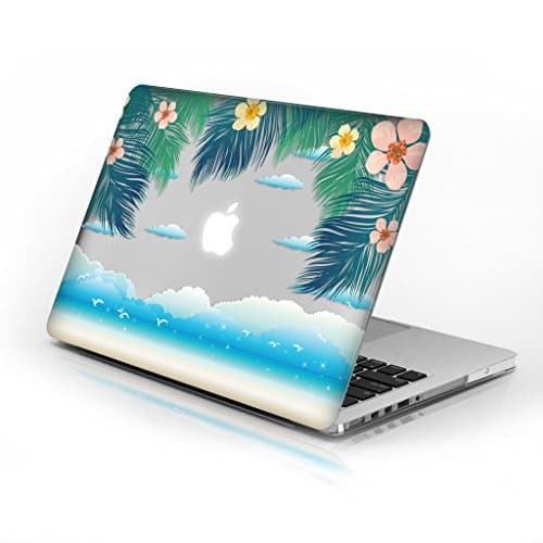 Rubberized Hard Case for Macbook Air 13 Inch model number A1369 and A1466, Vacation design with clear bottom case, Come with Keyboard Cover