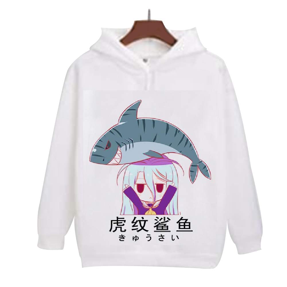 QIAOTT No Game No Life Anime Pullover,3D Print Fleece Cosplay Hoodies Sweatshirt for Anime Fans