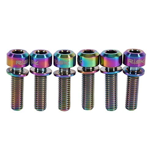 Bolts Screw With Washers Set For MTB Bicycle Stem Stem Screw 6pcs Titanium Alloy M5 x 18mm (Rainbow)