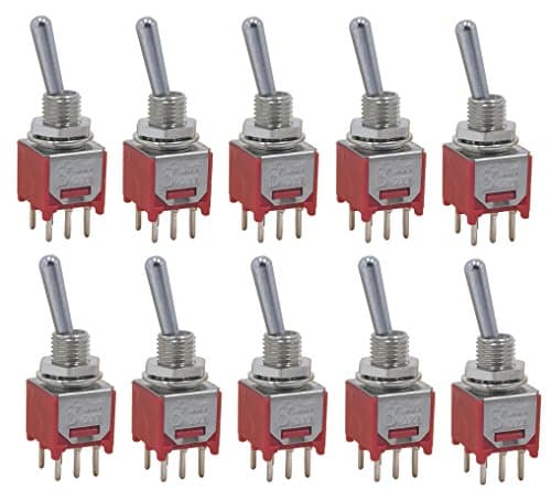 10 pcs DPDT Taiwan Subminiature sub Mini ON Off ON 3way 6 pin Toggle Switch for PCB Mount SMT SMD