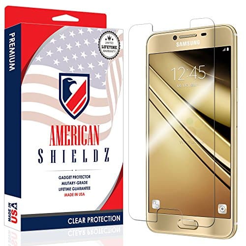 Samsung Galaxy C7 Screen Protector by American Shieldz Full Coverage Screen Edge-to-Edge, Invisible Clear HD Shield Anti-Bubble, Lifetime Replacements