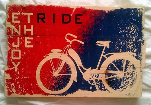 Handmade Original Vintage Bicycle Wall Art on Solid Wood Boards - Enjoy the Ride
