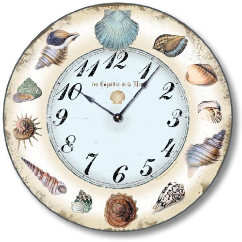 Item C2122 Shabby Style Seashell Clock (12 Inch Diameter)