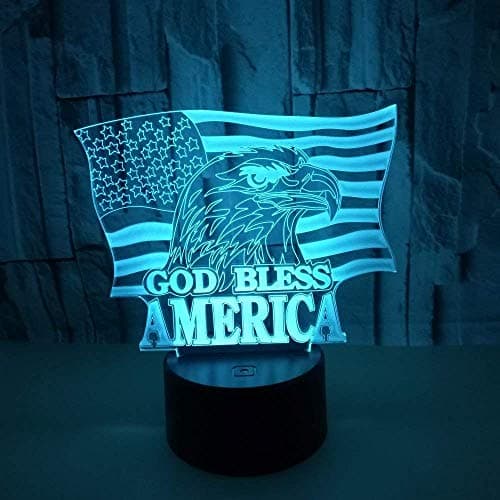 NIUBB 3D American Flag Owl Eagle Night Light Lamp 7 Color Change LED Touch USB Table Gift Kids Toys Decor Decorations Christmas Valentines Gift Birthday Gift