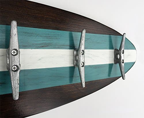 3 Ft Surfboard Coat Rack with Cleats White and Dark Stain