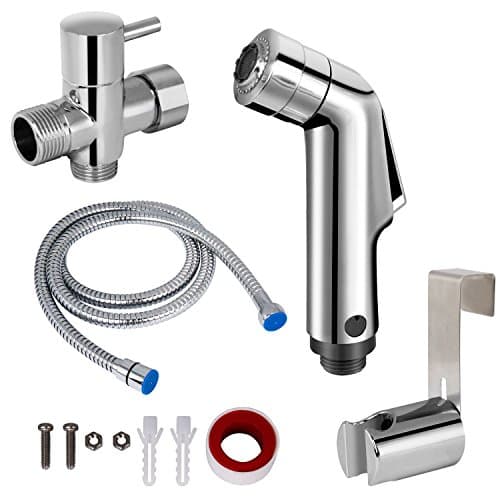 Micobin Premium Cloth Diaper Sprayer, Two Mode Handheld Bidet Sprayer, High Power Stainless Steel Toilet Sprayer Set for Personal Hygiene with Spray Holder, T-Valve, 4.6ft Hose