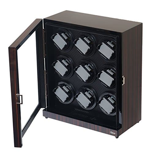 Watch Winder Ebony Wood W/LCD Display For Automatic Watches.