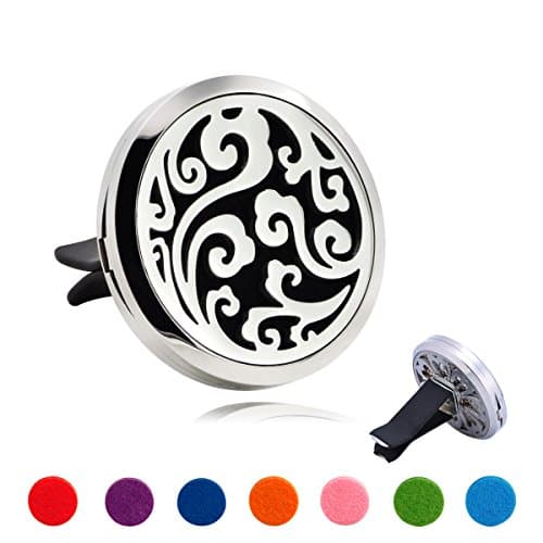 Aromatherapy Essential oil Diffuser Stainless steel Car Vent Clip and 8 pcs washable felt pads(Clouds)