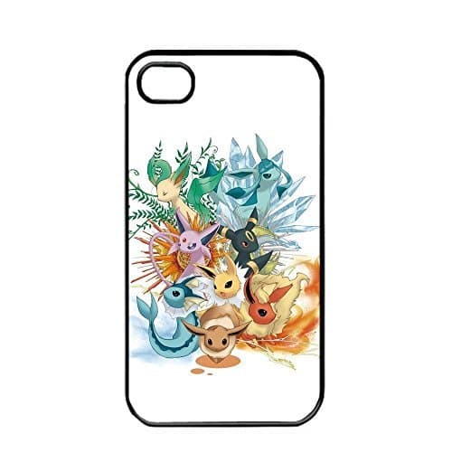 Pokemon Popular Cute Eevee Pikachu iphone 6 6S Rubber TPU Soft case (Black)