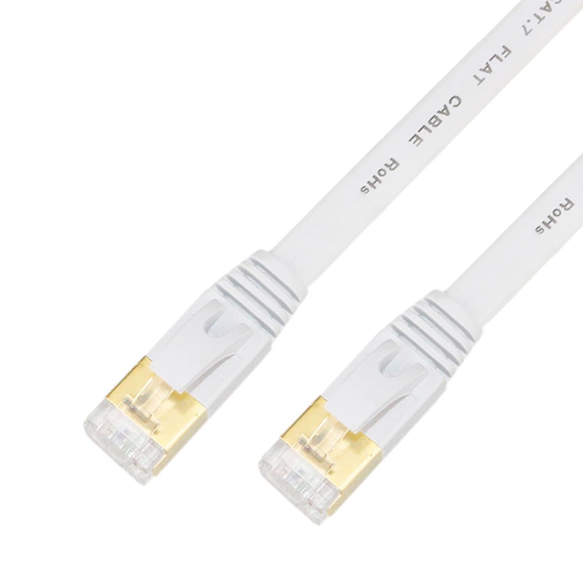 CAT7 RJ45 Patch Flat Ethernet LAN Network Cable(15 Meter, White)