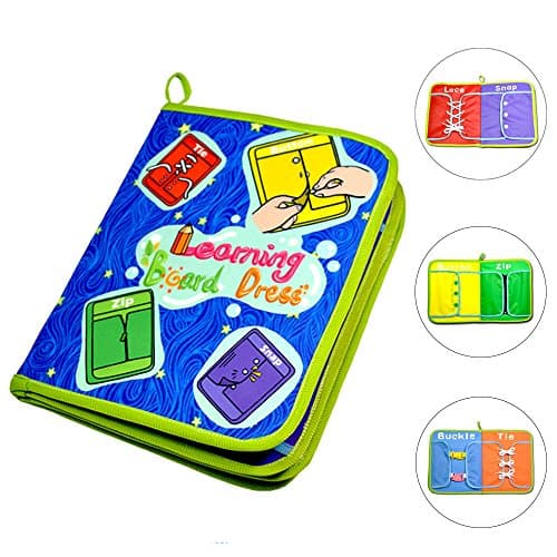 SETmell Early Learning Basic Life Skills Toys Quiet Book,Montessori Learn to Dress Boards- Zip, Snap, Button, Buckle, Lace and Tie,Educational Toy for Baby Toddlers Children