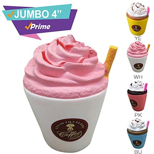 Coffee Cup 1 Squishy Pack Random color |Large Squishes Slow Rising Prime | Kawaii Cute Kids Toys| Huge Jumbo Scented Food Strawberry Cake Peach| Set Stress Release Ball (Capuccino SL)