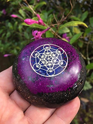 Metatrons Cube Orgone Healing Dome with Lapis Lazuli and Lab Created Sugilite, Iron and Shungite