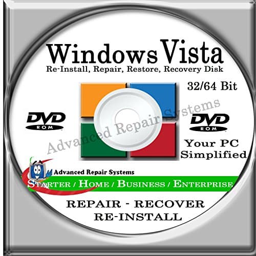 WINDOWS VISTA SYSTEM REPAIR & RE-INSTALL 32 Bit & 64 Bit BOOT DISK: Repair & Re-install any version of Windows VISTA Basic, Home, Premium and Business, Enterprise (Repair-Restore-Reinstall)