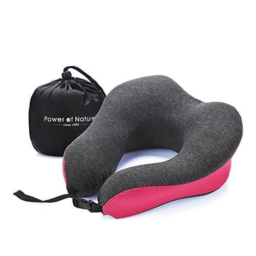Pon Travel Pillow Luxury Memory Foam Neck & Head Support Pillow Soft Sleeping Rest Cushion for Airplane Car & Home Best Gift (Rose)