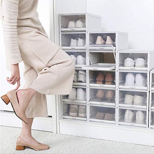 KWOSJYAL Shoe Rack Shoes Rack Plastic Shoe Organizer Stackable Storage Drawers Boxes Shoes Boxes For High Heels Sports Shoes Set Of 3 Color: Greysize: 23.5 * 33.5 * 42.3cm