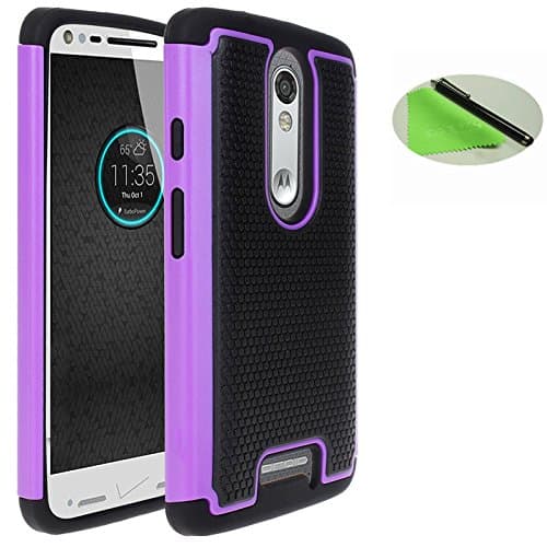 Moto Droid Turbo 2 Case,Coolzu Dual Layer PC and Inner TPU Shockproof Cases Heavy Duty Shock Absorbing Dual Layer Protection Cover for Moto X Force (Purple)