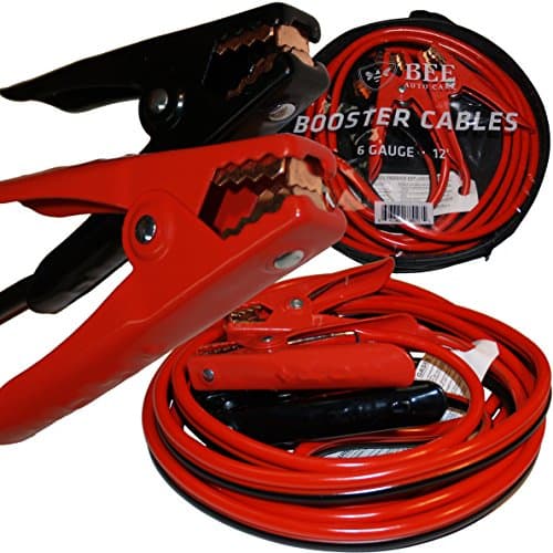 Bee Auto Care Booster Cable - 12 Ft. Long, 6 Gauge Heavy Duty Jumper Cables - With Zippered Carrying Bag
