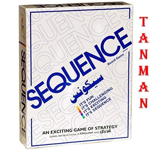 TanMan Sequence Family Card Board Game (Red, Blue and Green Coins) with Instruction Manual Inside