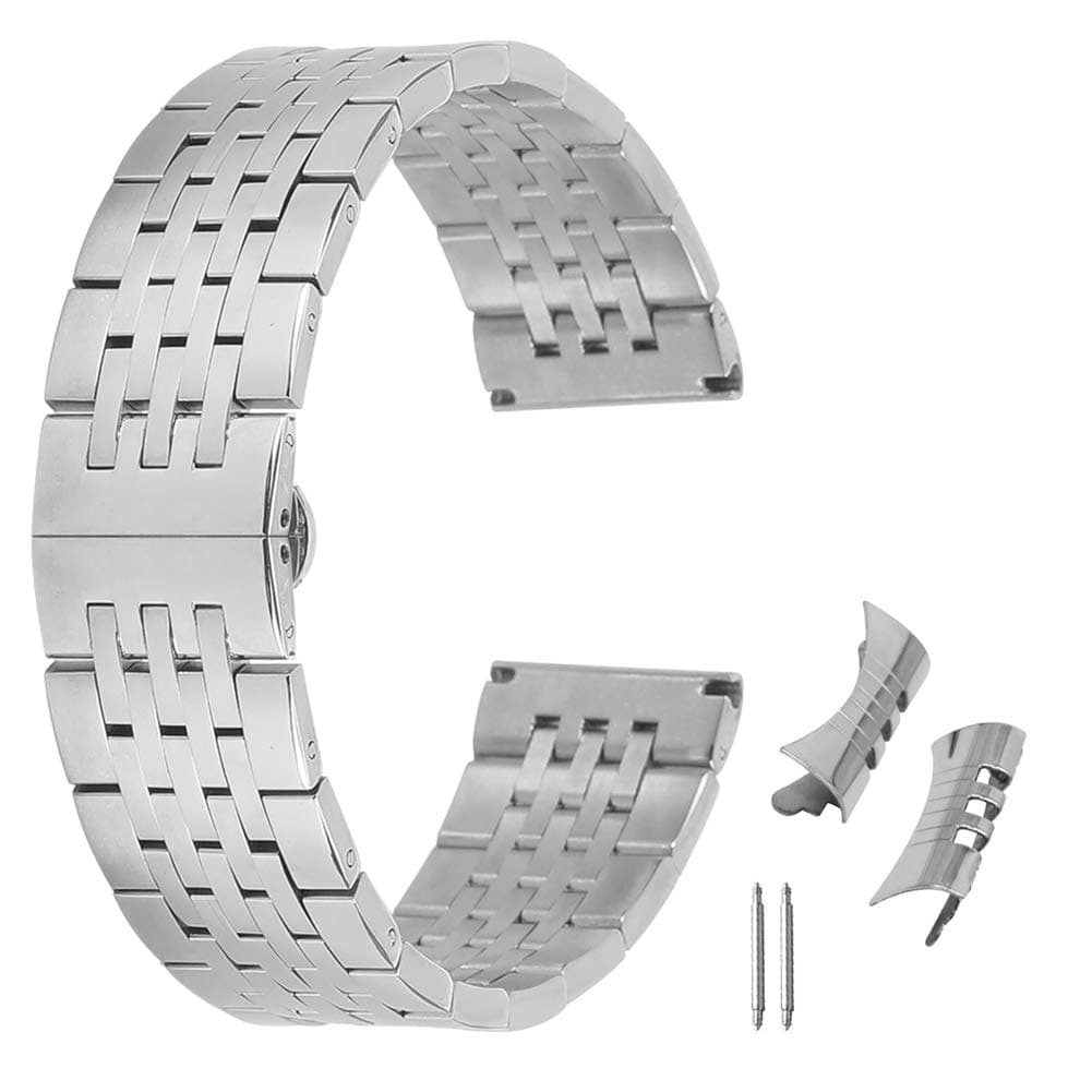 Super Curved End Solid Stainless Steel Watch Band Replacement Bracelet Straight End