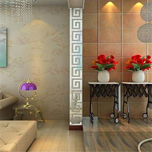 HN 10pcs DIY Modern Acrylic Plastic Mirror Sticker Ar-hall Bedroom (Silver)