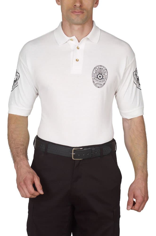HPU Security Polo Shirt Deluxe 100% Cotton Pre-Shrunk White with Black Letters