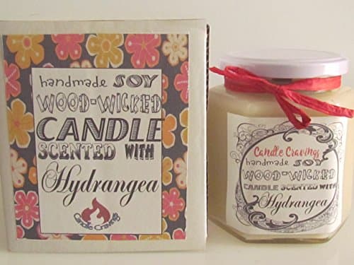 Hydrangea Scented Soy Wax Container Candle With Wood Wick 12 Oz US Handmade