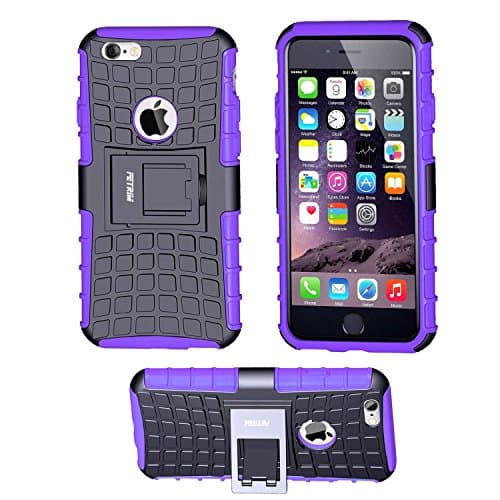 iPhone 6S Case,iPhone 6 Case,Fetrim Slim Fit Heavy Duty Protection Case Dual Layer Hybrid Shockproof Ultra Defender Protective Rubber Hard Cover for Apple iPhone 6 6S 4.7 Inch with Kickstand (Purple)